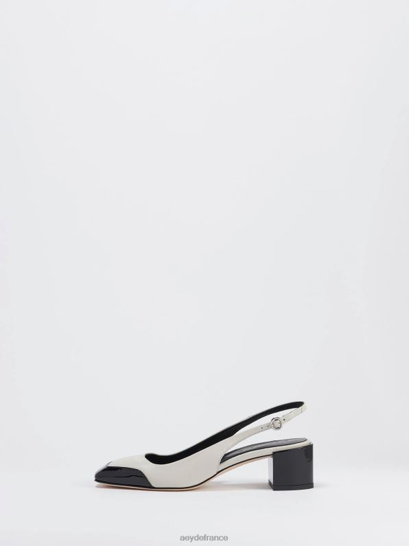 Aeyde auguste craie/nappa noir/vernis R4DZ2188 chaussure