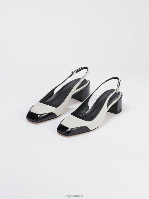 Aeyde auguste craie/nappa noir/vernis R4DZ2188 chaussure