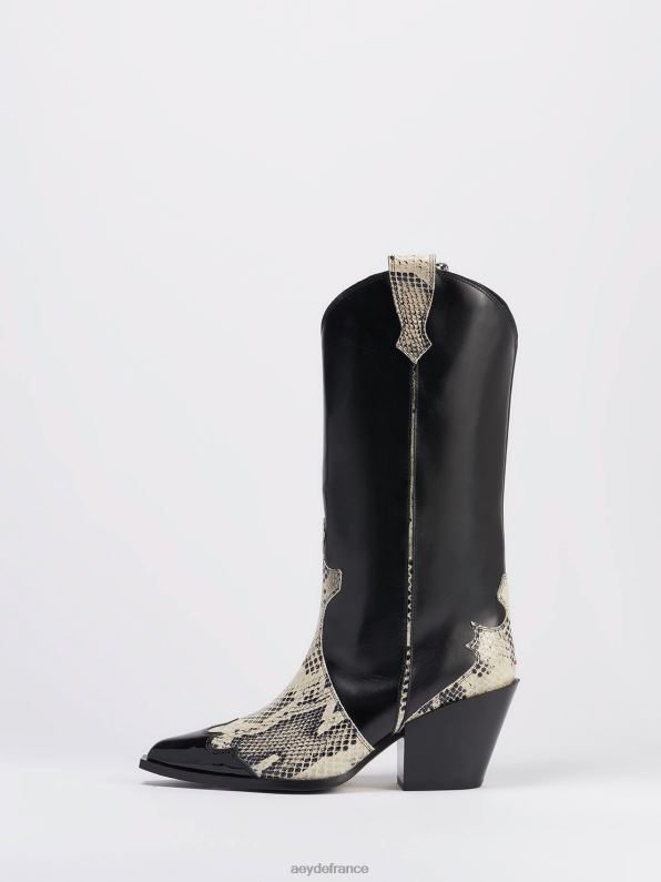 Aeyde ariel noir/veau crème/serpent R4DZ2263 chaussure