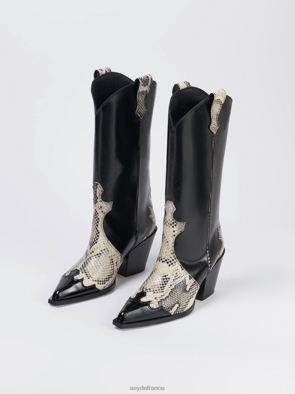 Aeyde ariel noir/veau crème/serpent R4DZ2263 chaussure