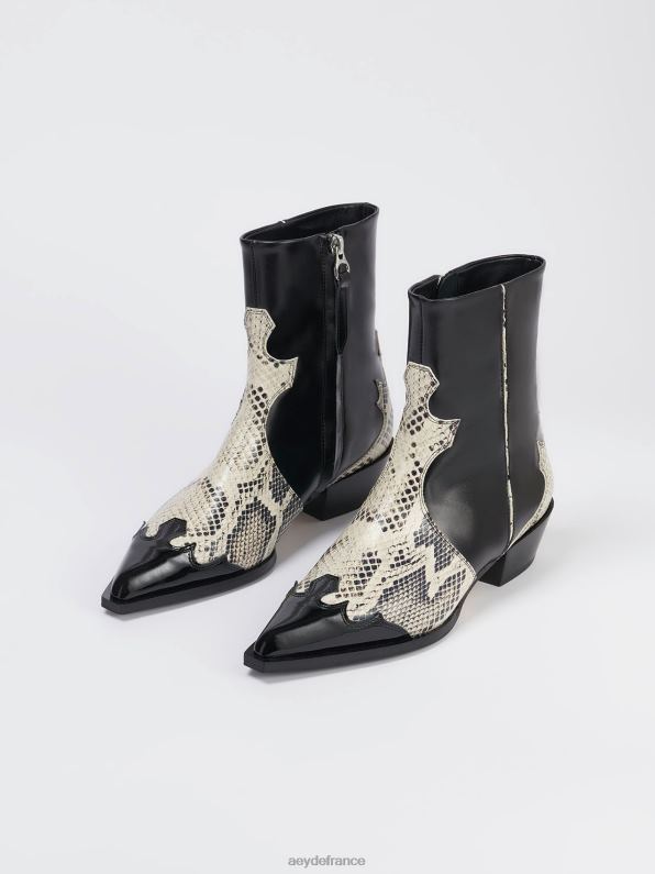 Aeyde hester noir/veau crème/serpent R4DZ2256 chaussure